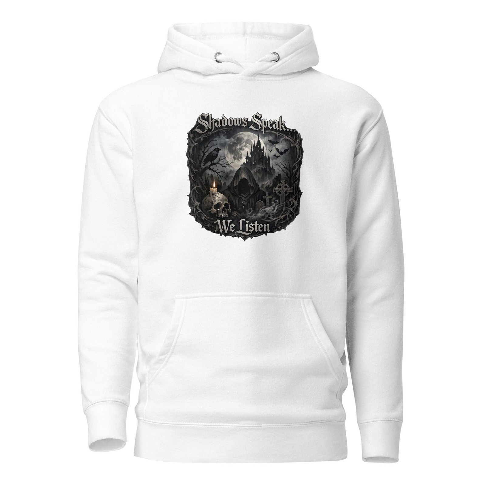 Dark Art Graphic Hoodie | Shadows Speak We Listen | Knotted Tree Studios - Image 2