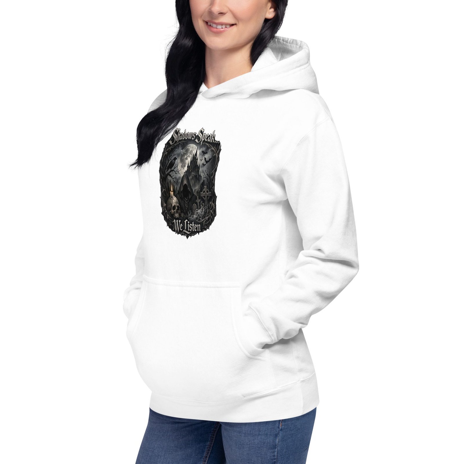 Dark Art Graphic Hoodie | Shadows Speak We Listen | Knotted Tree Studios - Image 8