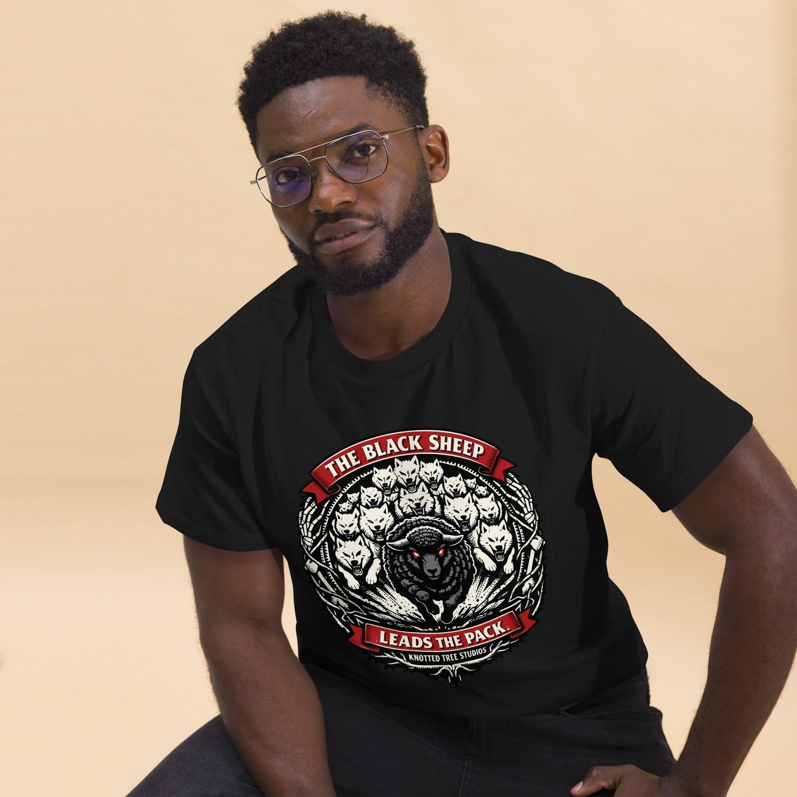 Dark Art Graphic Tee | The Black Sheep Leads The Pack | Knotted Tree Studios - Image 5
