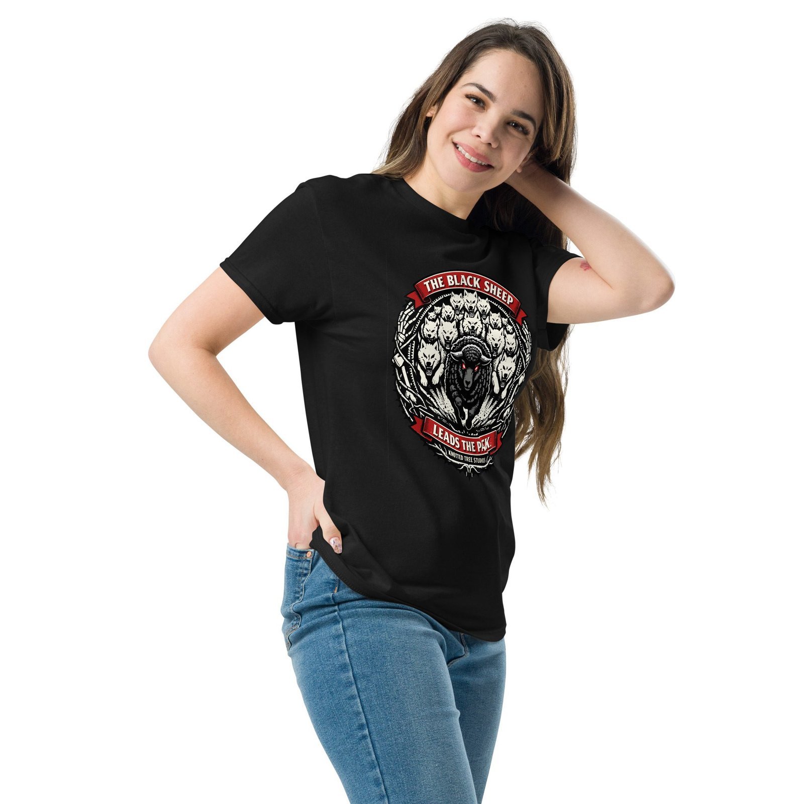 Dark Art Graphic Tee | The Black Sheep Leads The Pack | Knotted Tree Studios - Image 7