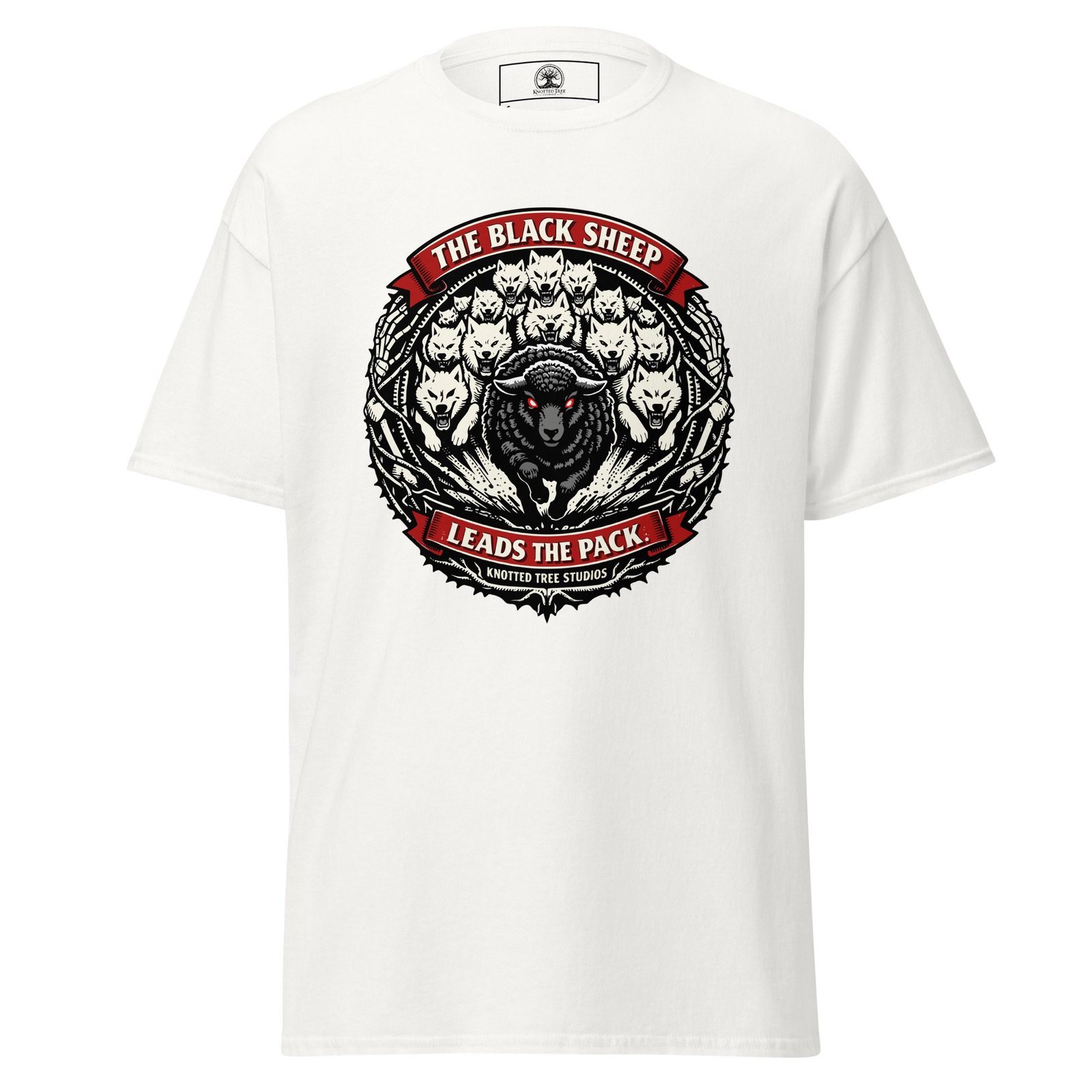 Dark Art Graphic Tee | The Black Sheep Leads The Pack | Knotted Tree Studios - Image 2