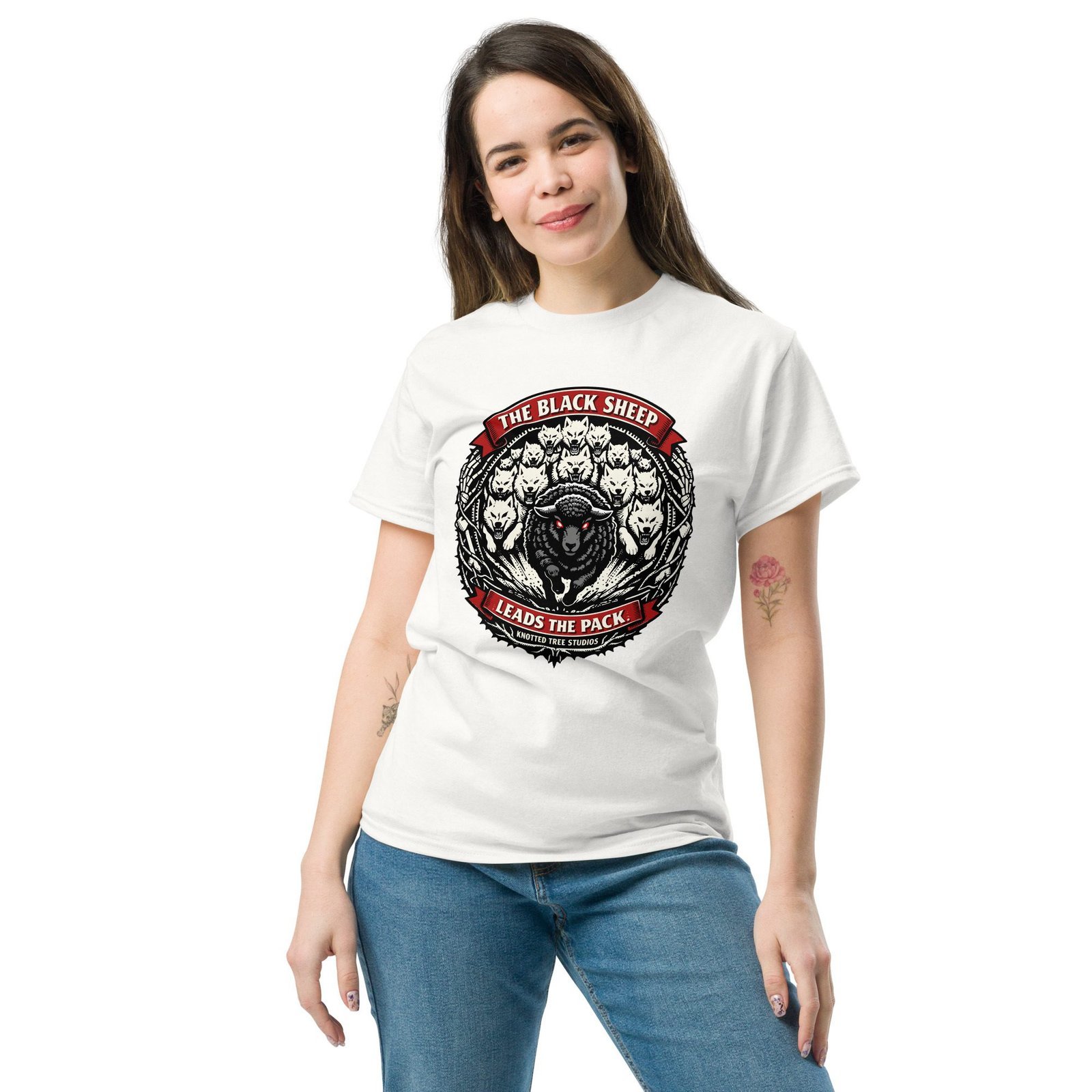 Dark Art Graphic Tee | The Black Sheep Leads The Pack | Knotted Tree Studios - Image 8