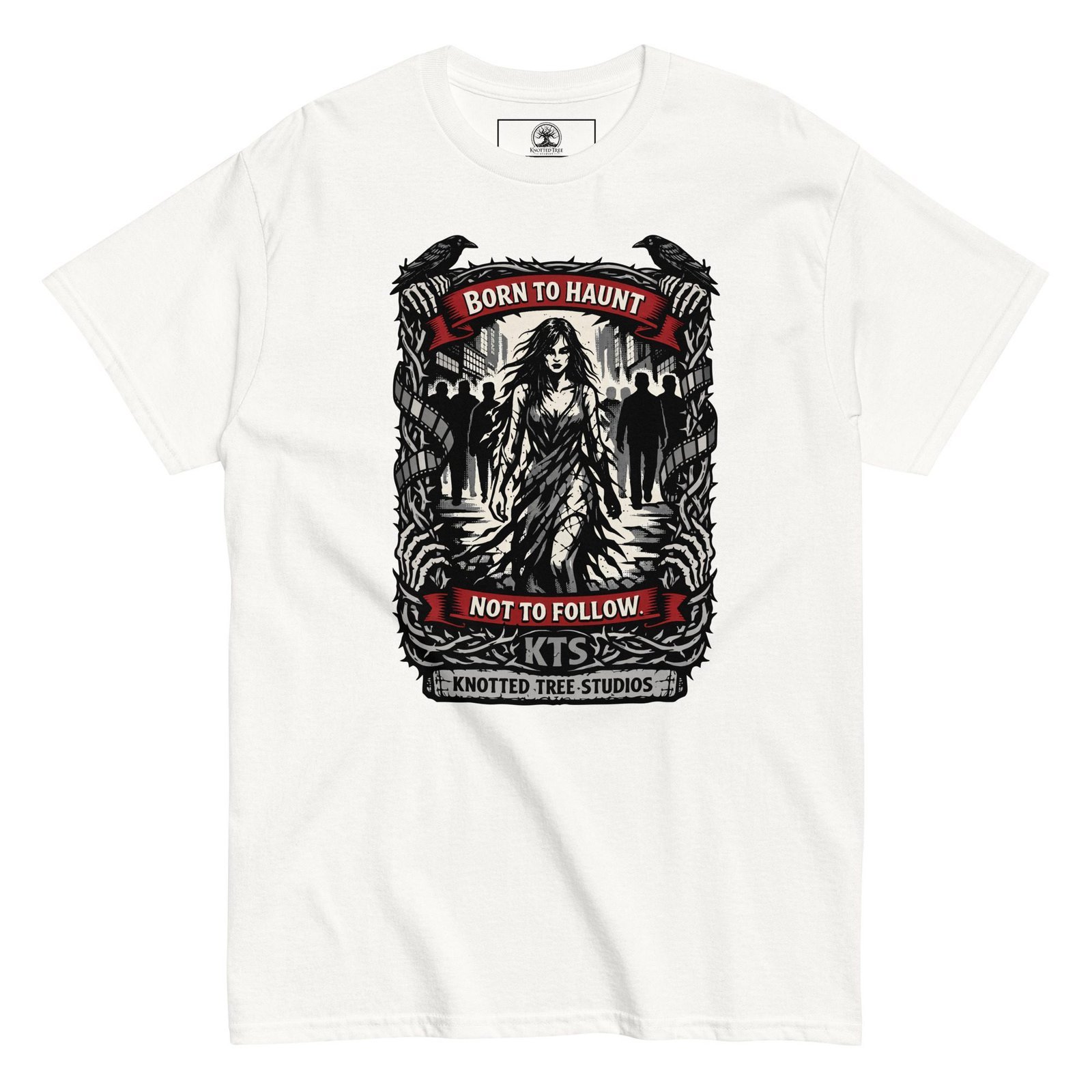 Dark Art Graphic Tee | Born To Haunt | Knotted Tree Studios - Image 2