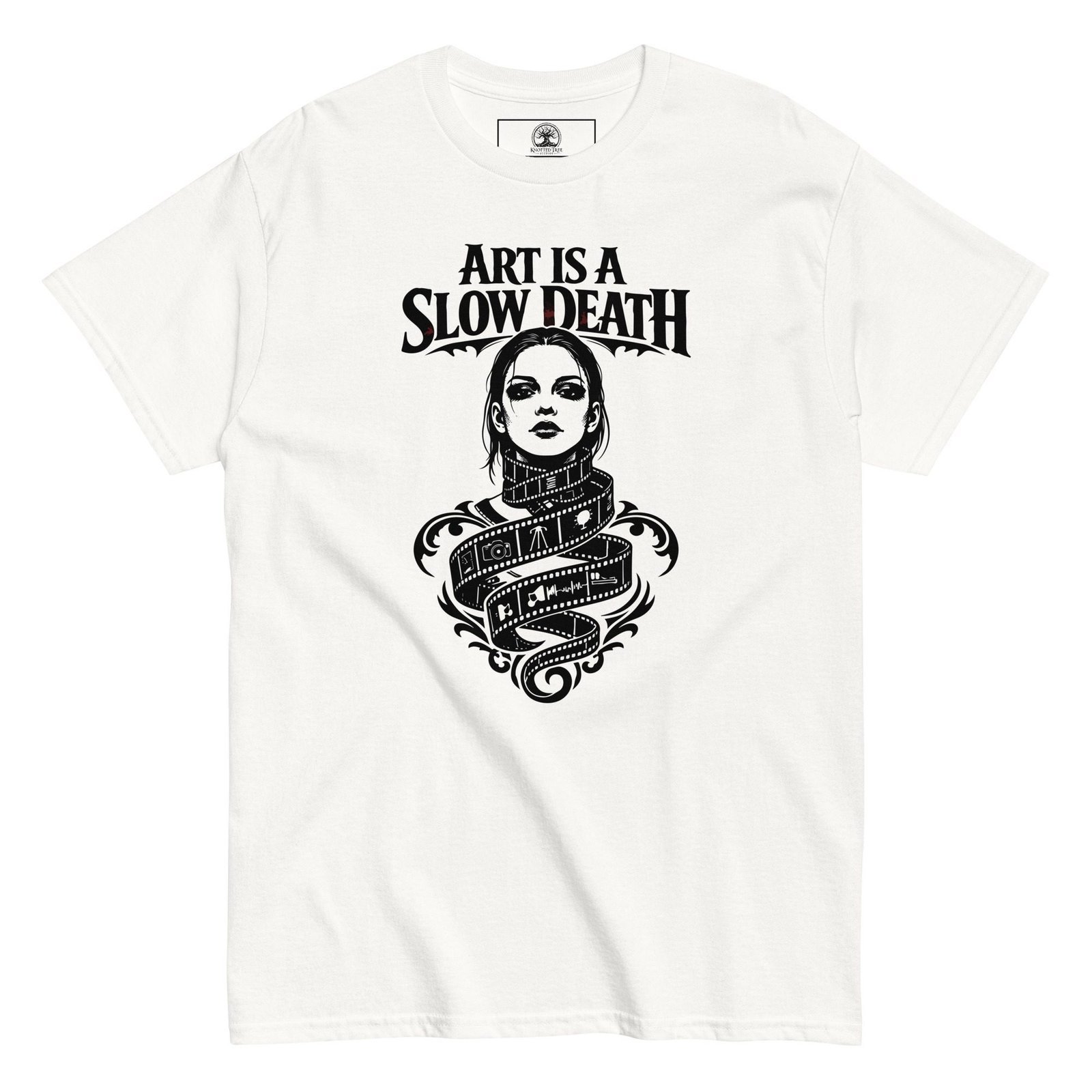 Dark Art Graphic Tee | Art Is A Slow Death | Knotted Tree Studios - Image 2