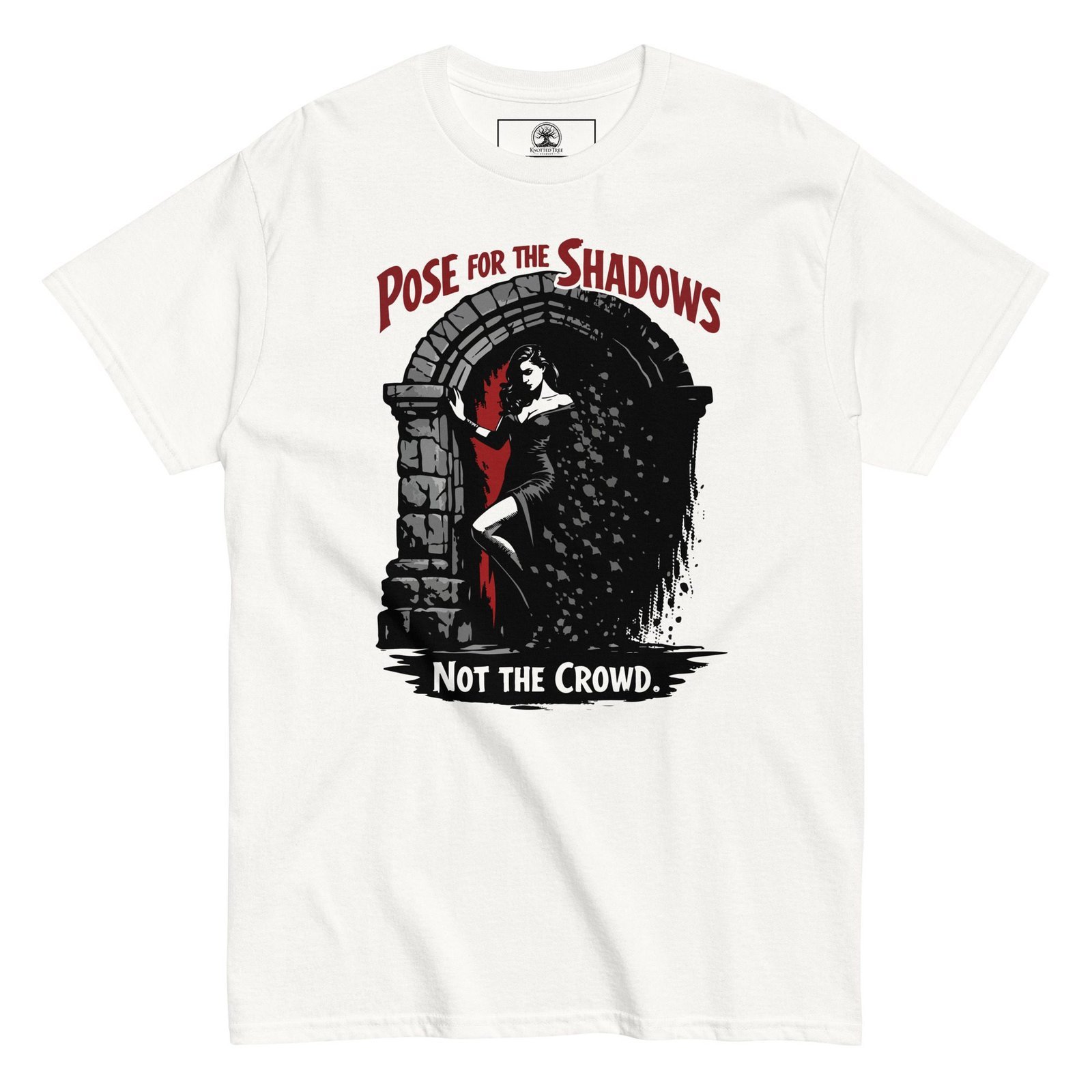 Dark Art Graphic Tee | Pose For The Shadows | Knotted Tree Studios - Image 2