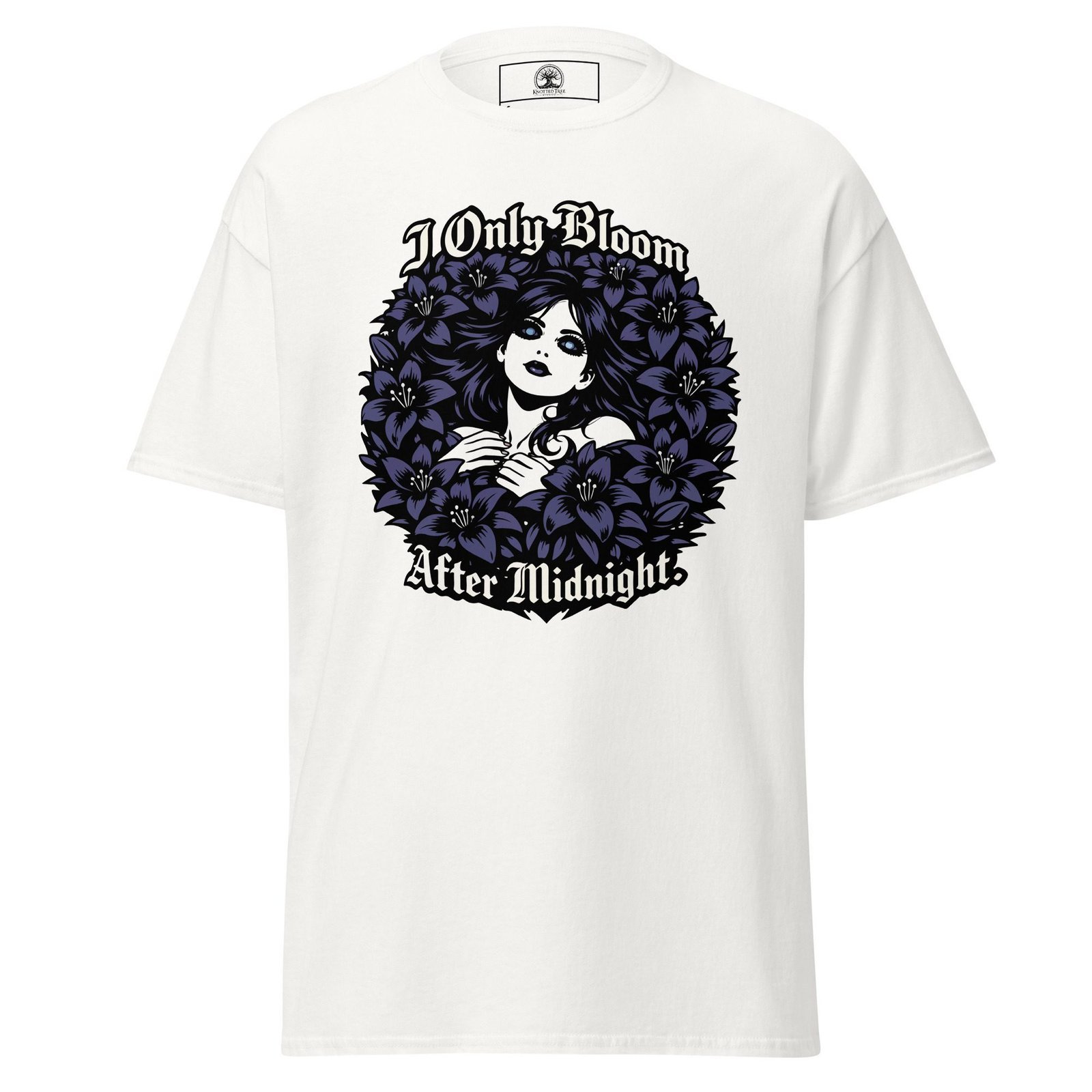 Dark Art Graphic Tee | I Only Bloom After Midnight | Knotted Tree Studios