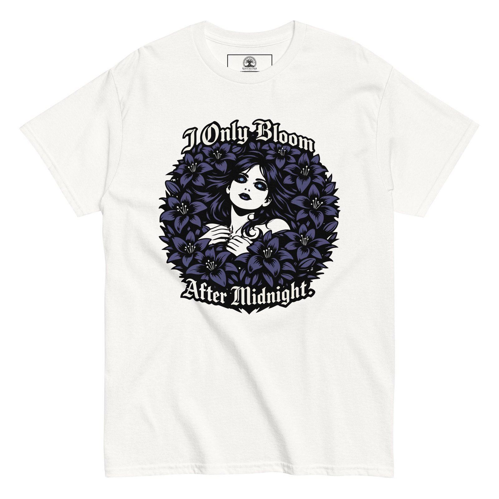 Dark Art Graphic Tee | I Only Bloom After Midnight | Knotted Tree Studios - Image 2