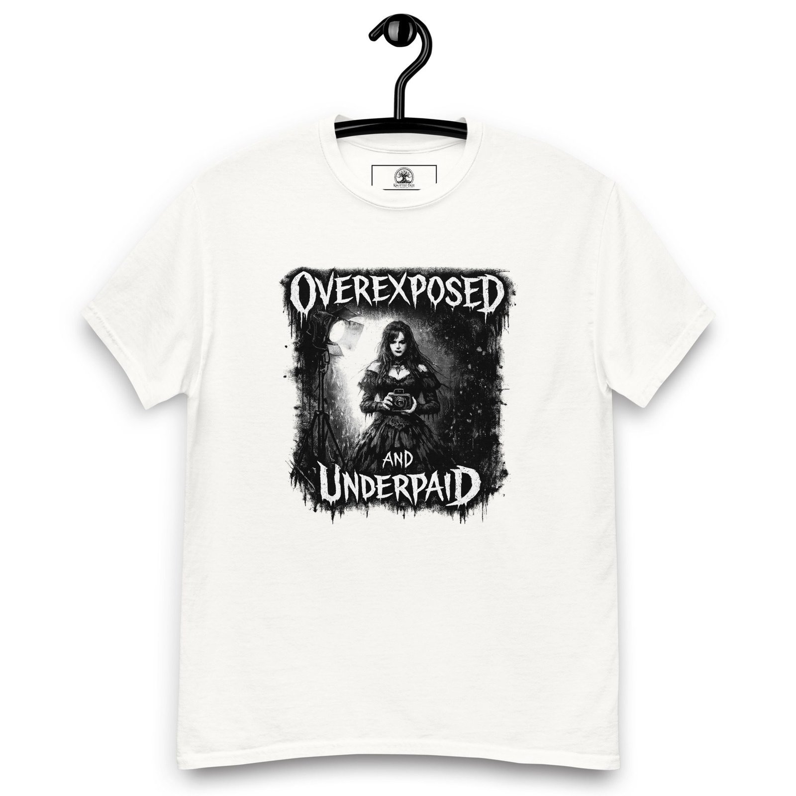 Dark Art Graphic Tee | Overexposed and Underpaid | Knotted Tree Studios - Image 5
