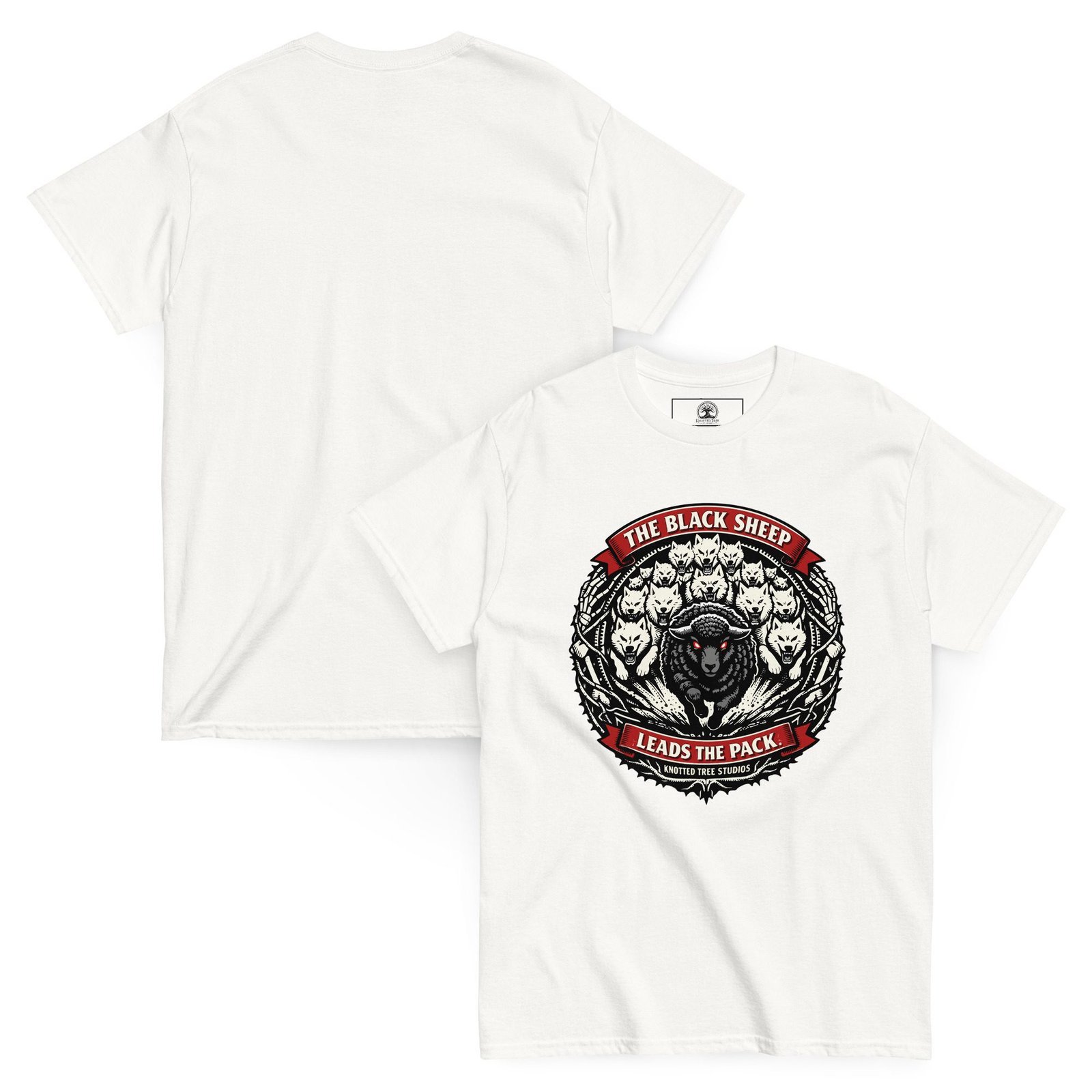 Dark Art Graphic Tee | The Black Sheep Leads The Pack | Knotted Tree Studios - Image 3