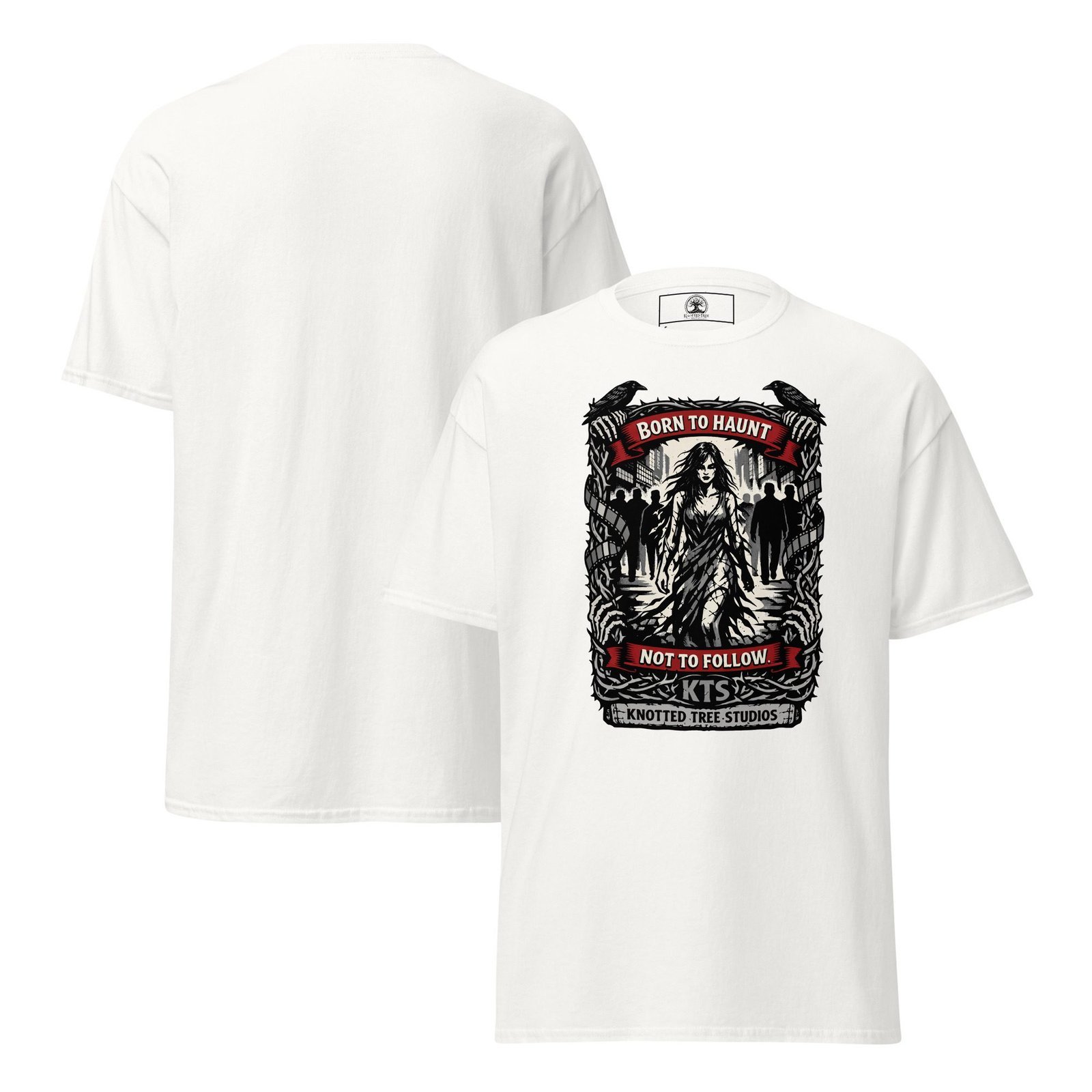 Dark Art Graphic Tee | Born To Haunt | Knotted Tree Studios - Image 3