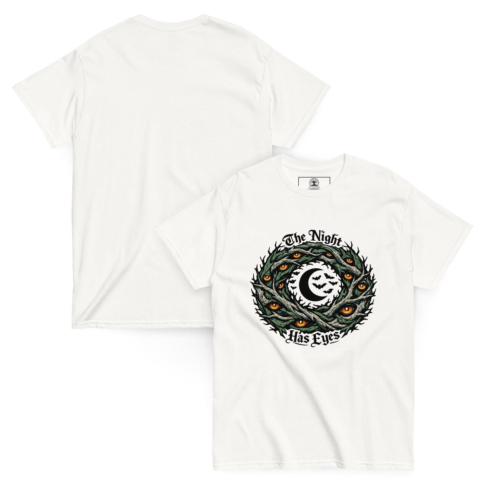 Dark Art Graphic Tee | The Night Has Eyes | Knotted Tree Studios - Image 2