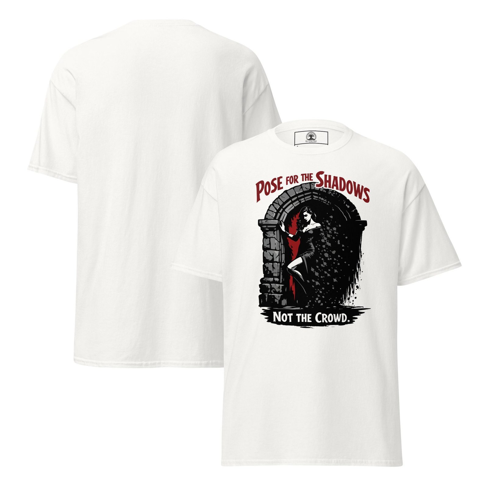 Dark Art Graphic Tee | Pose For The Shadows | Knotted Tree Studios - Image 3