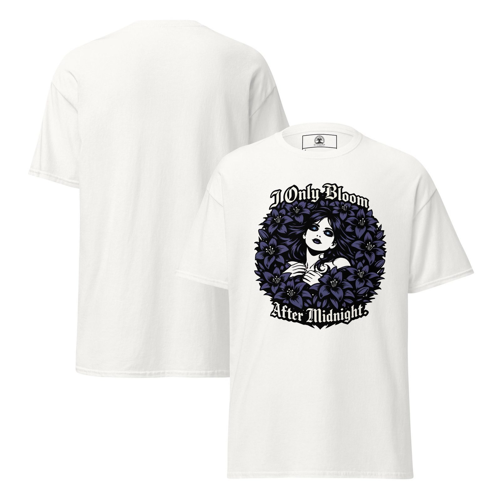 Dark Art Graphic Tee | I Only Bloom After Midnight | Knotted Tree Studios - Image 3