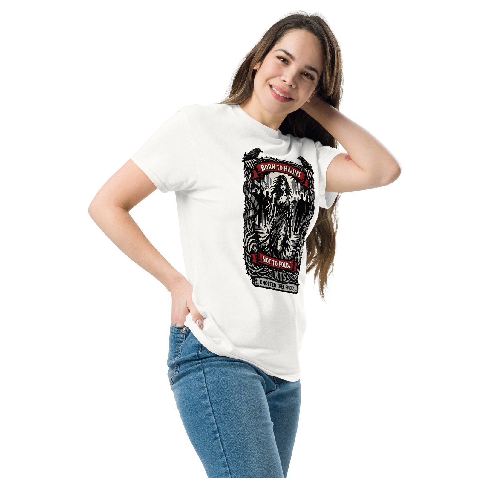 Dark Art Graphic Tee | Born To Haunt | Knotted Tree Studios - Image 6