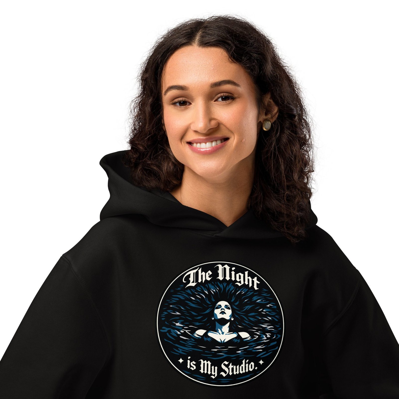 Dark Art Graphic Hoodie | The Night Is My Studio | Knotted Tree Studios - Image 6