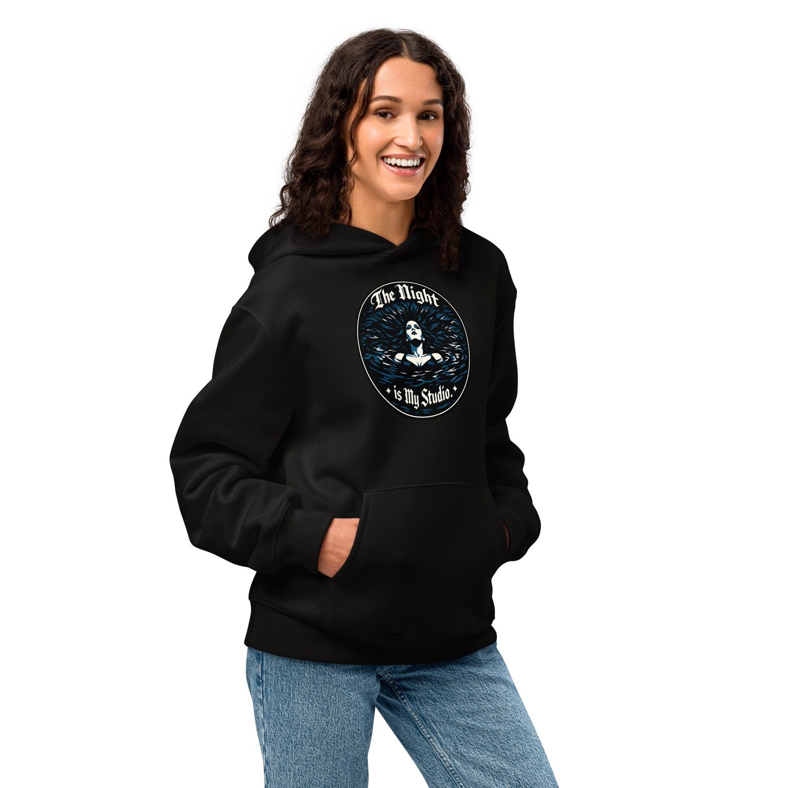 Dark Art Graphic Hoodie | The Night Is My Studio | Knotted Tree Studios - Image 7