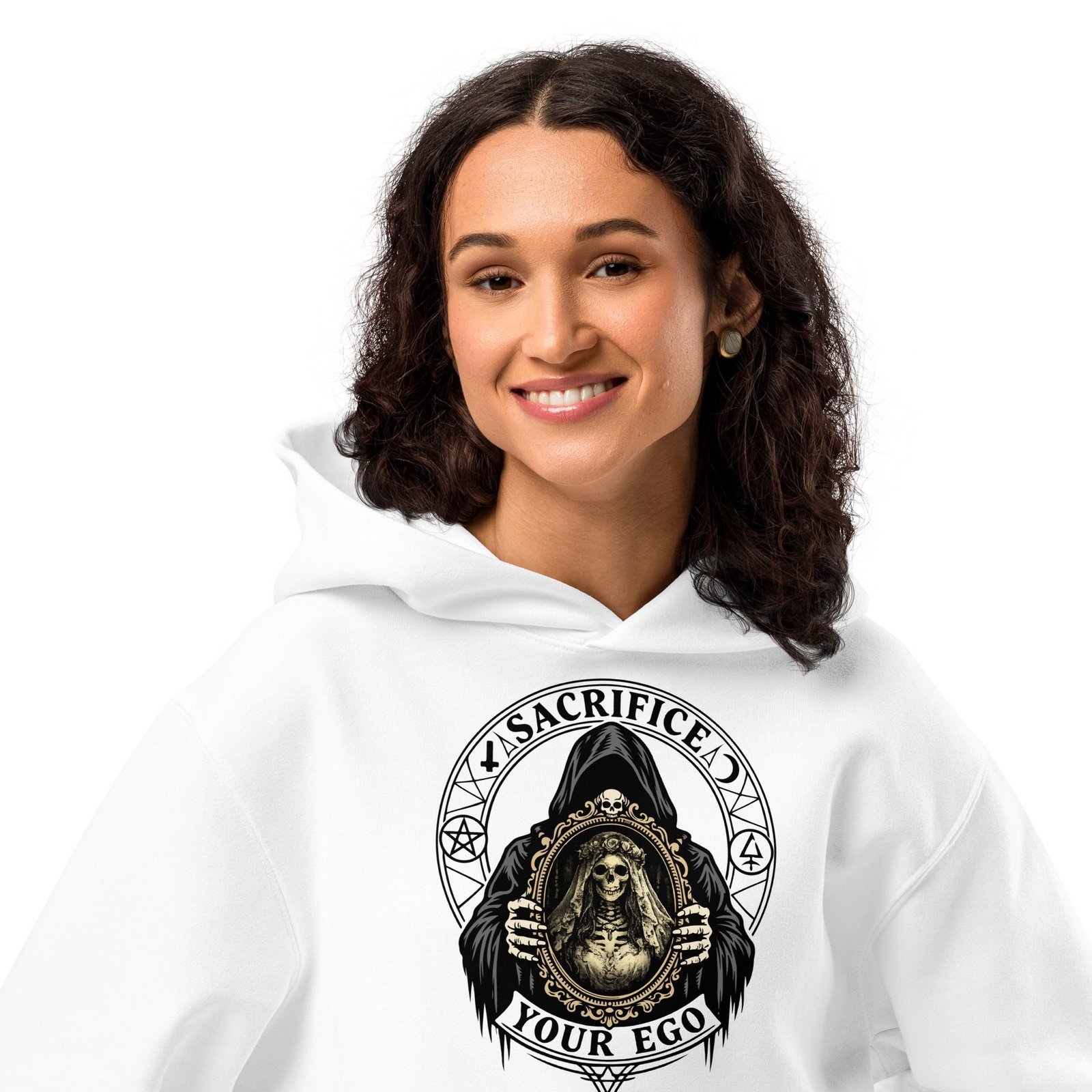 Dark Art Graphic Hoodie | Sacrifice Your Ego | Knotted Tree Studios - Image 2