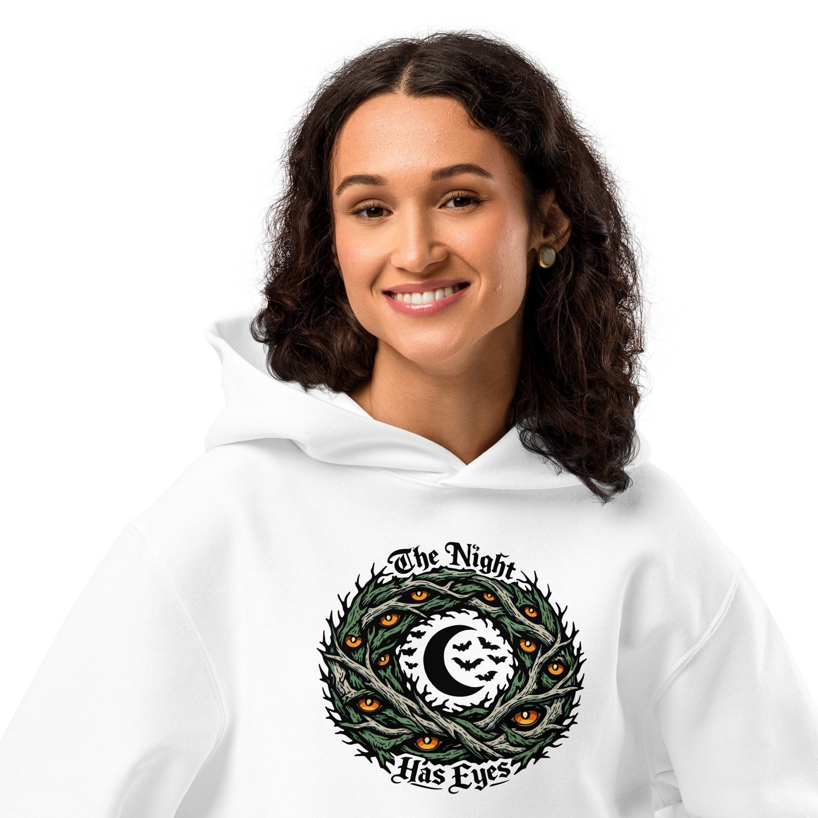 Dark Art Graphic Hoodie | The Night Has Eyes | Knotted Tree Studios - Image 3