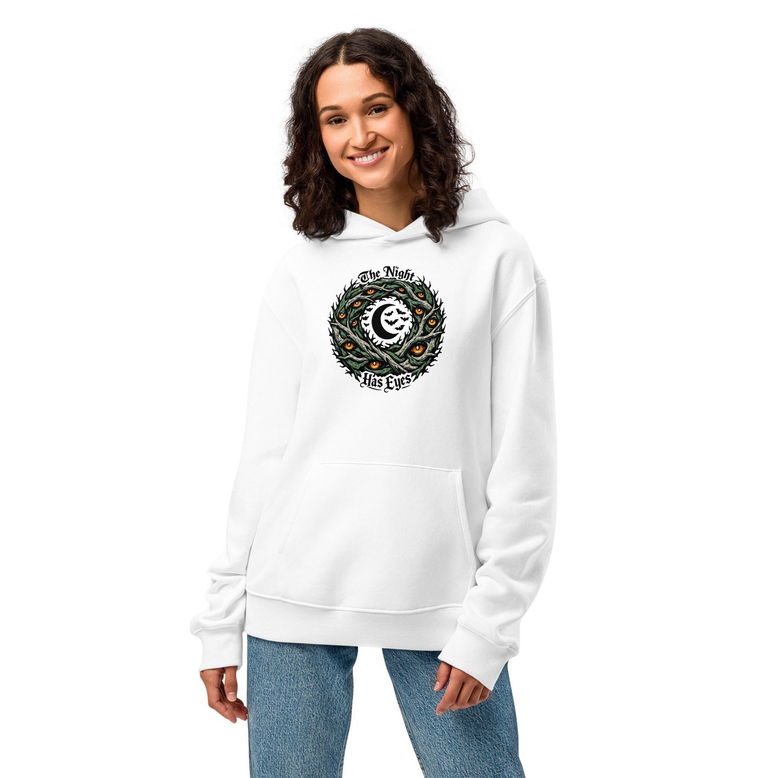 Dark Art Graphic Hoodie | The Night Has Eyes | Knotted Tree Studios - Image 4