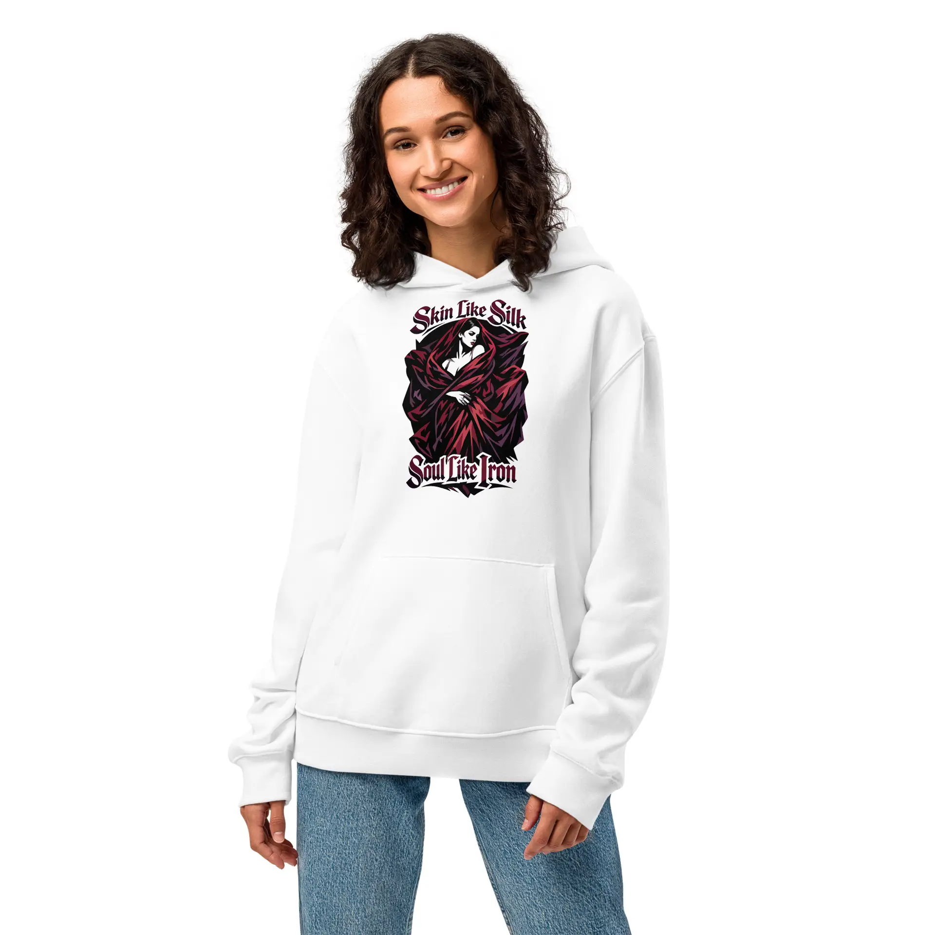 Dark Art Graphic Hoodie | Skin Like Silk, Soul Like Iron | Knotted Tree Studios - Image 5
