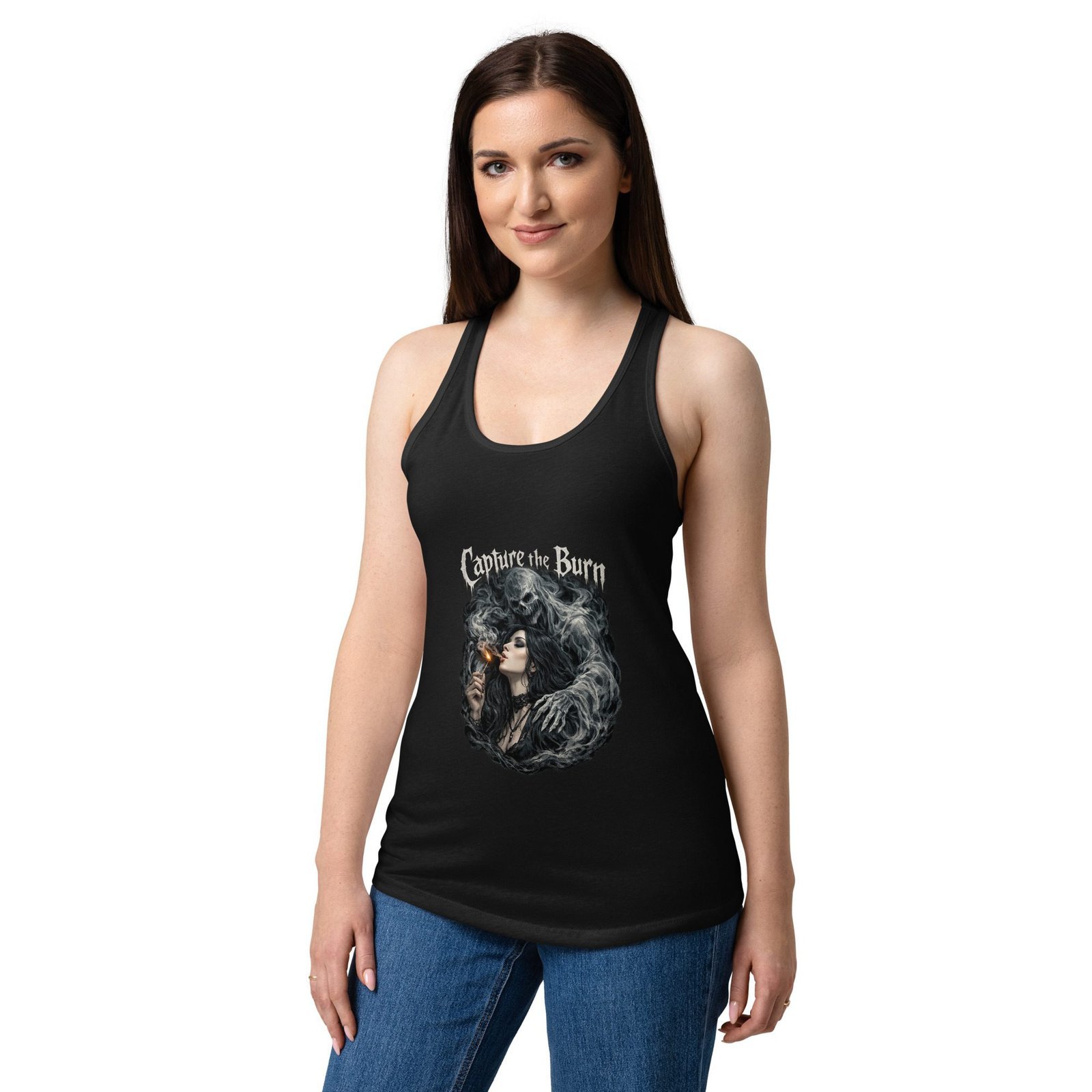 Women’s Dark Art Tank Top | Capture the Burn | Knotted Tree Studios - Image 3