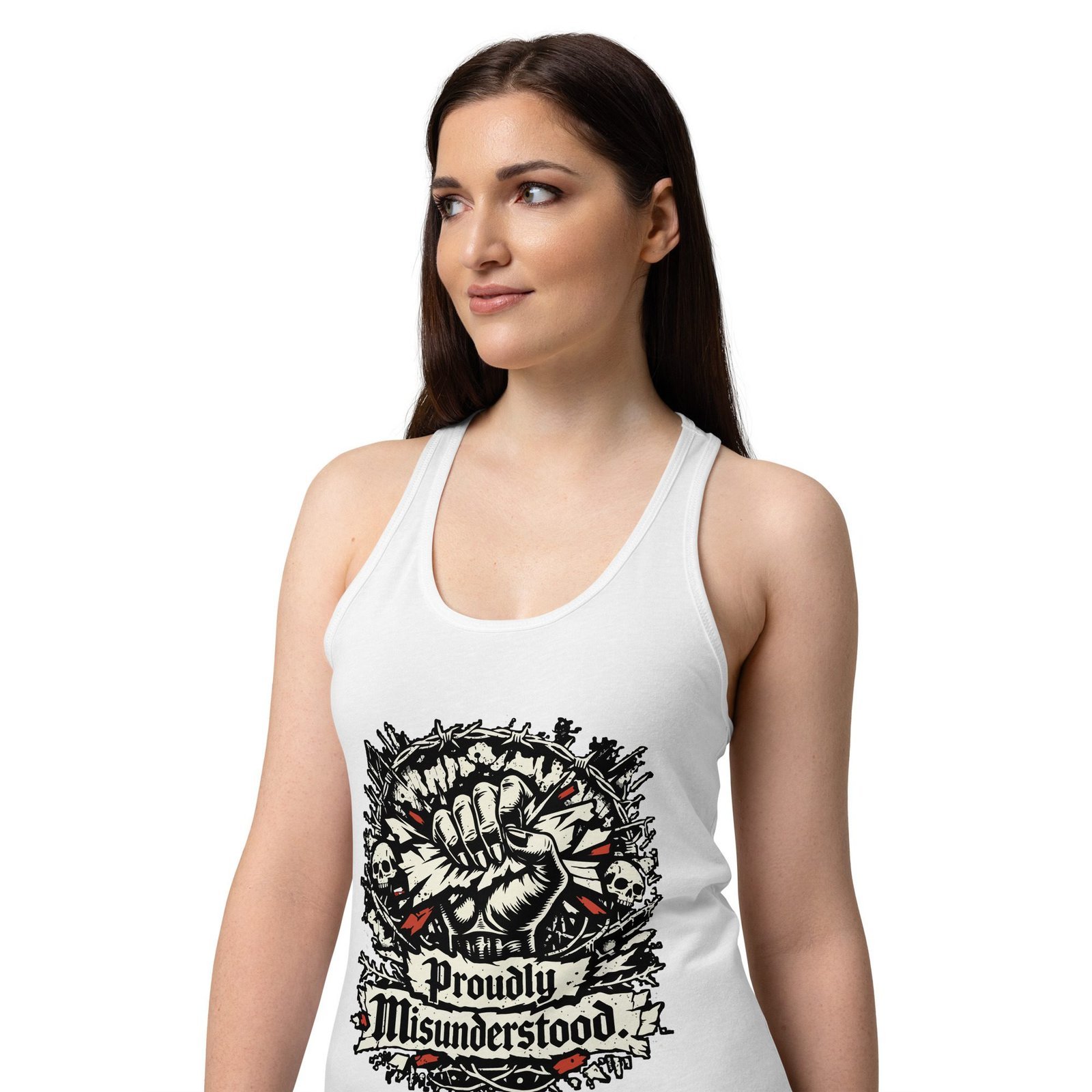 Women’s Dark Art Tank Top | Proudly Misunderstood | Knotted Tree Studios - Image 3