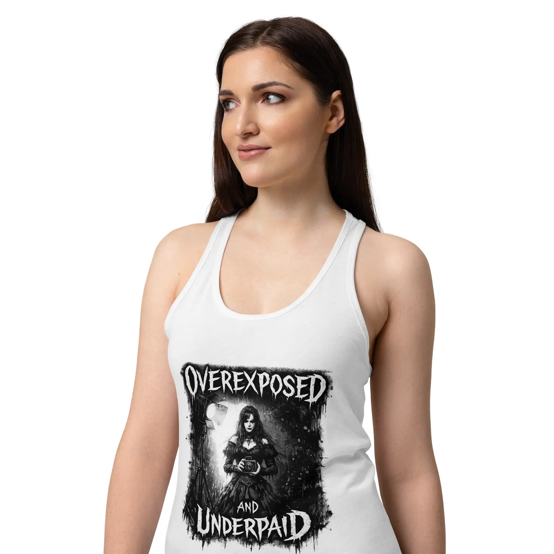 Women’s Dark Art Tank Top | Overexposed and Underpaid | Knotted Tree Studios - Image 3