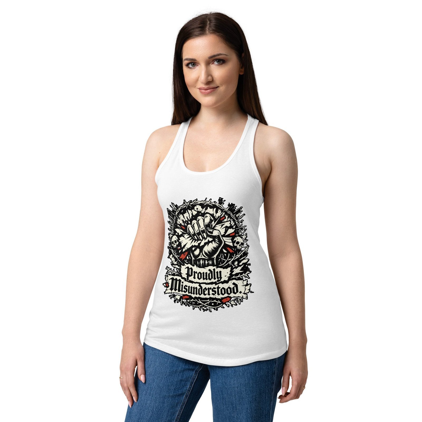 Women’s Dark Art Tank Top | Proudly Misunderstood | Knotted Tree Studios - Image 5