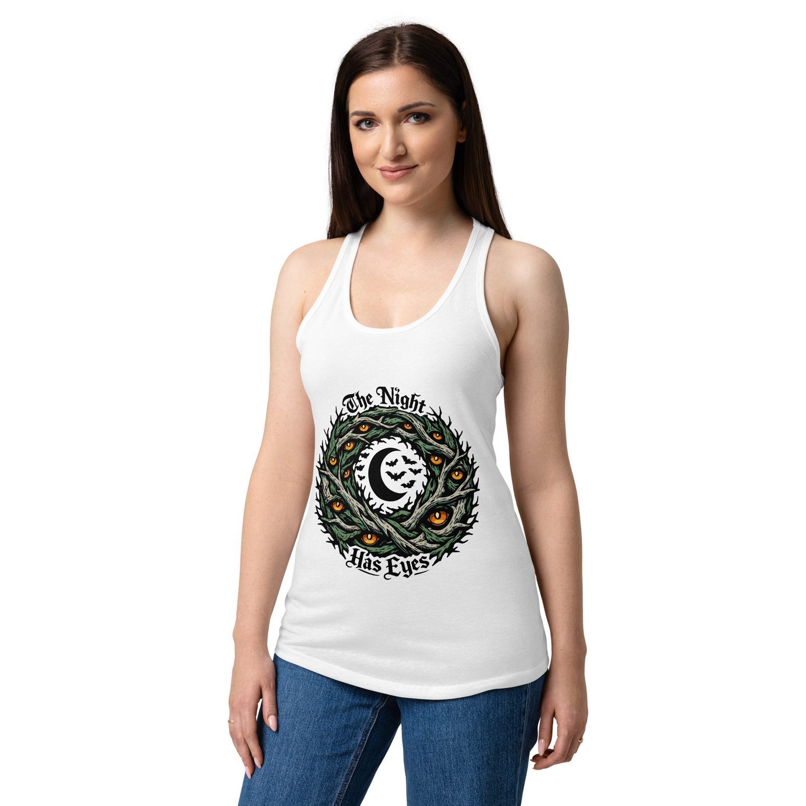 Women’s Dark Art Tank Top | The Night Has Eyes | Knotted Tree Studios - Image 5